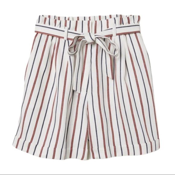 H&M High Waist Linen Blend Paper bag Shorts - Picture 6 of 6